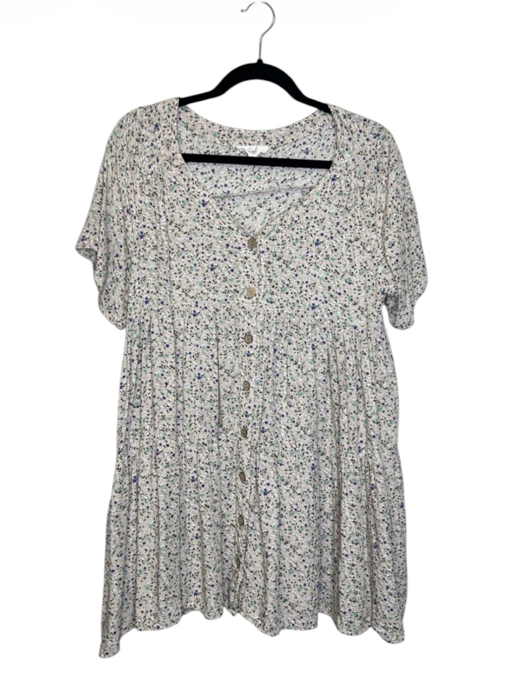 Easel Floral Cottagecore Button Front Tunic Dress size Medium